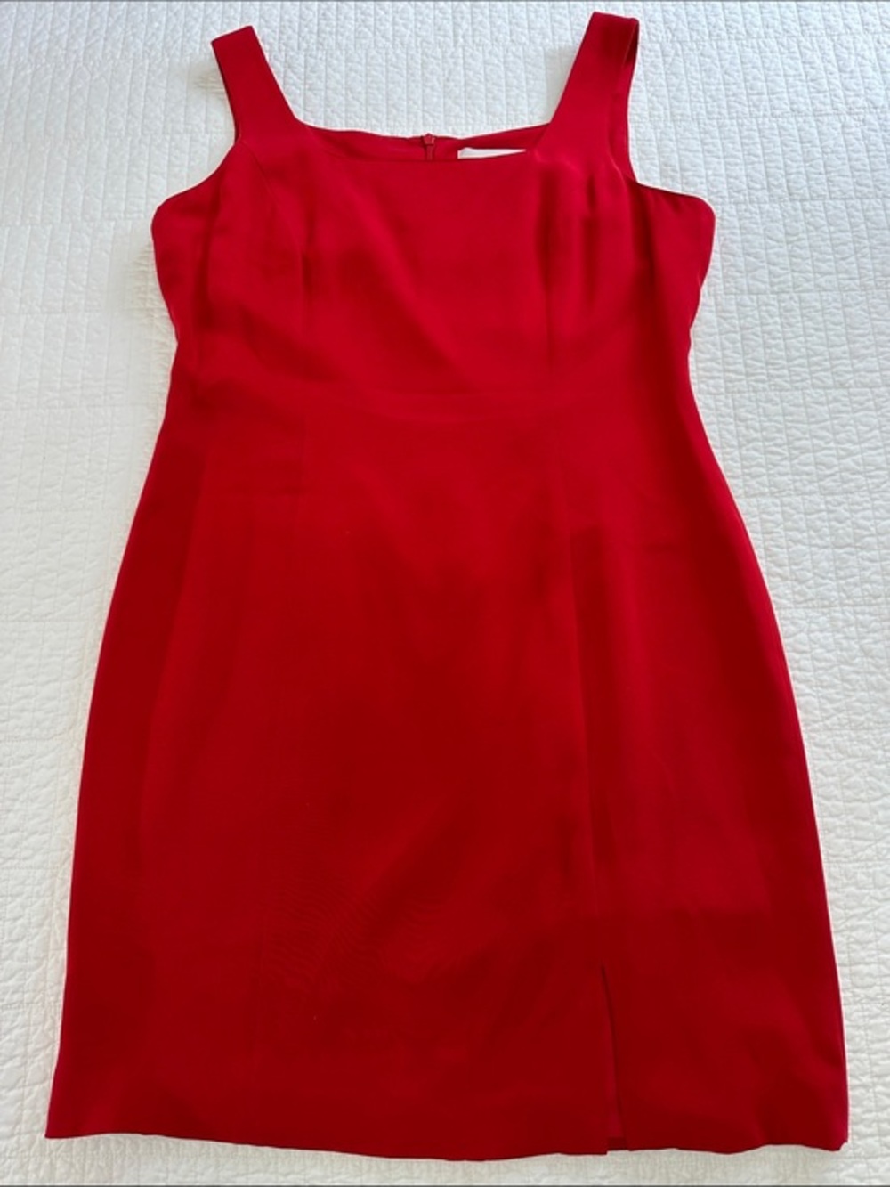 Hugo Buscati Collection 100% Silk Red Sleeveless Size 12 Square-Neck Mini Dress